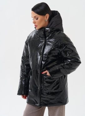 Куртка женская из эко кожи с капюшоном