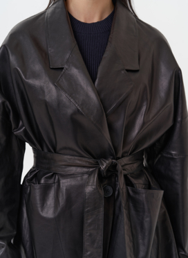 Жакет удлиненный из натуральной кожи