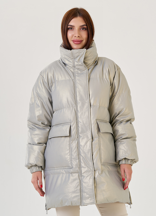 Женский эко пуховик свободного кроя Malina Siberian модель № 23438 в кредит