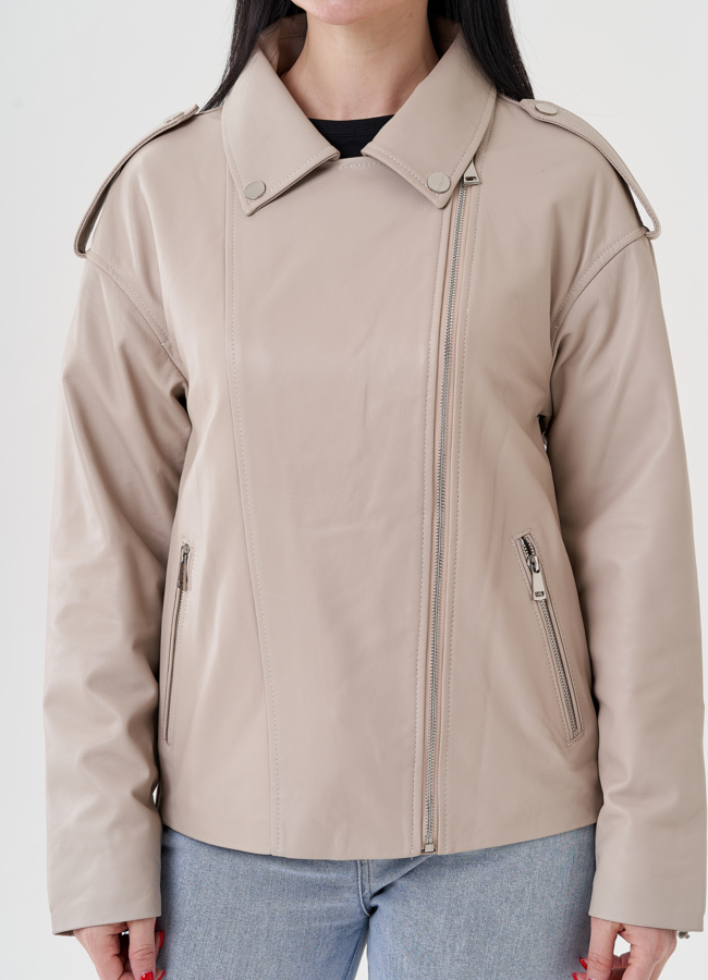 Женкая куртка-косуха из натуральной кожи  модель № 24402 универмаг малина