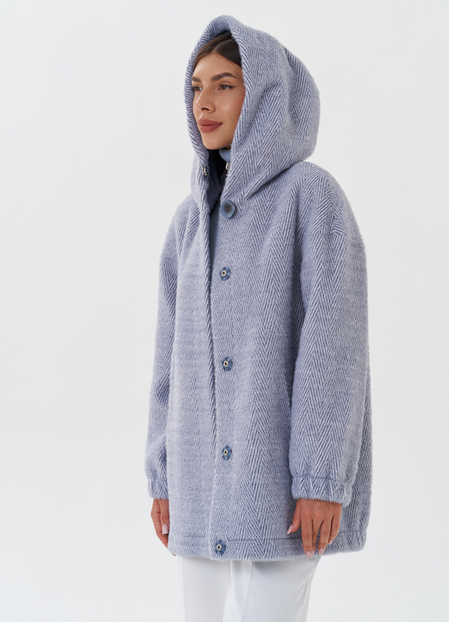 Укороченное пальто с капюшоном модель № 27669 универмаг малина