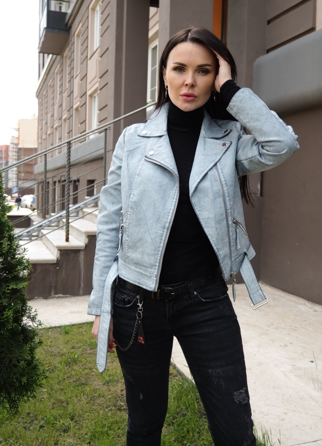 Куртка из эко кожи  цвета графит модель № 1290 в кредит