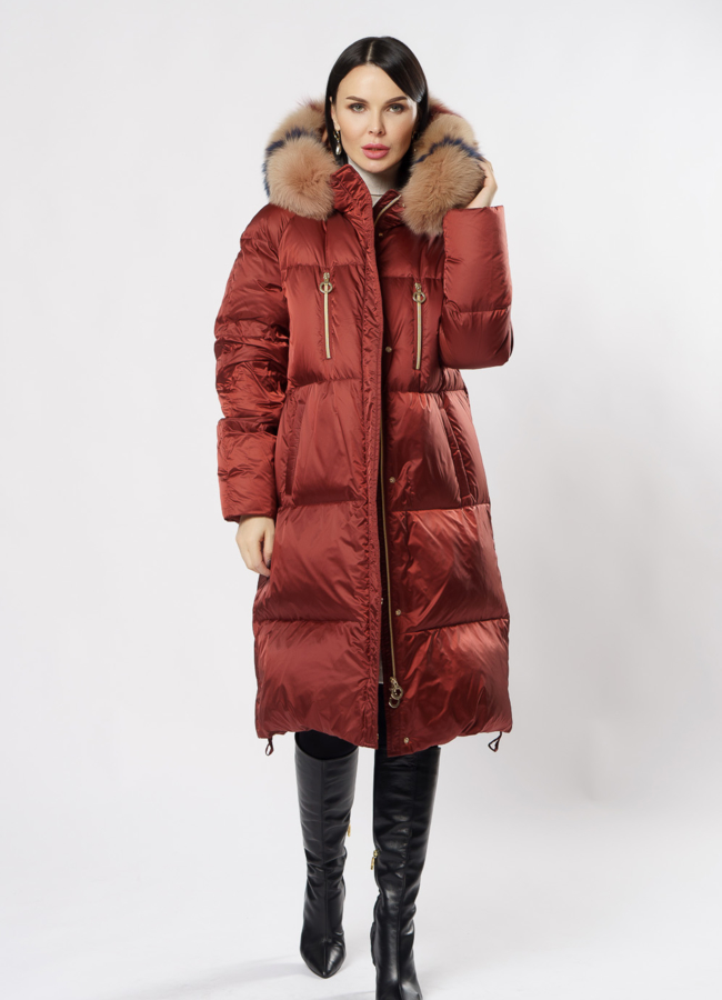 Пуховик Florence Mode красного цвета модель № 19СА-14 универмаг малина