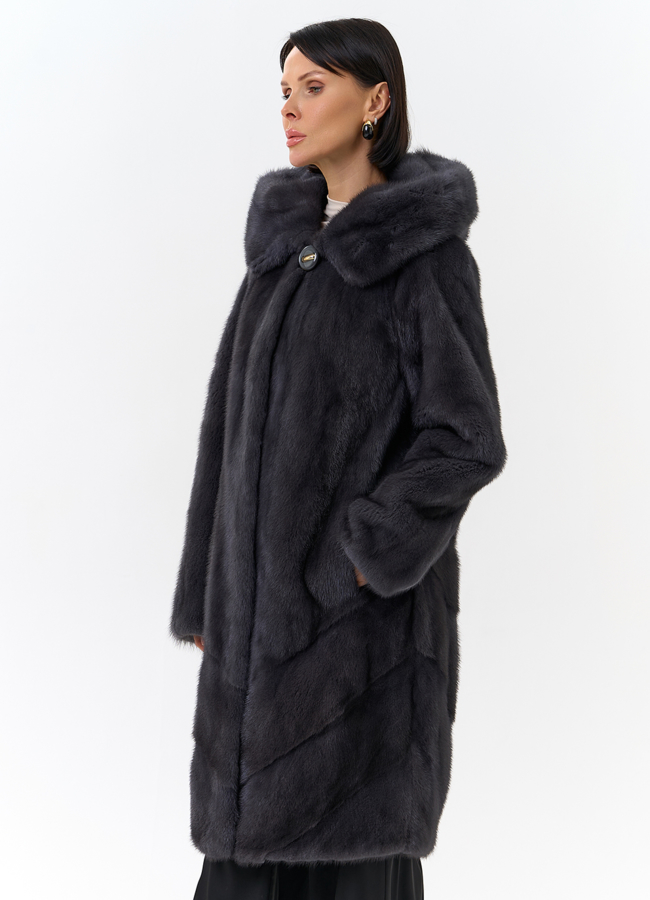 Женская шуба в сером цвете модель № 24809 универмаг малина
