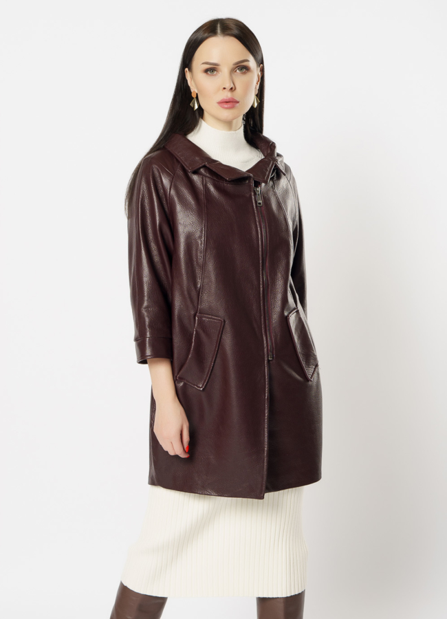 Кожаное пальто модель № 10865 универмаг малина