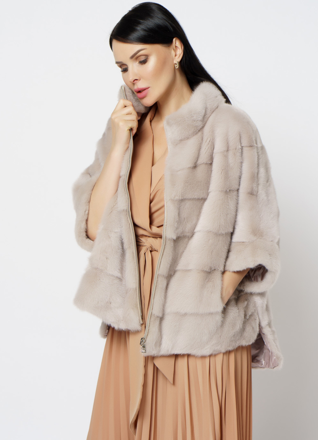 Пончо из норки на молнии модель № 1215 универмаг малина