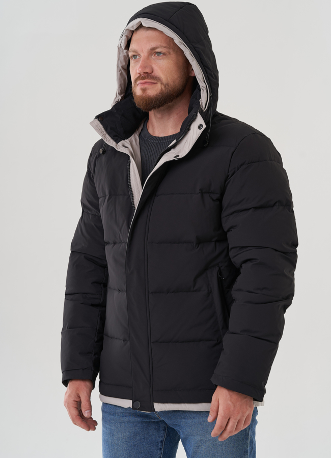 Мужской пуховик с капюшоном  модель № 81489 универмаг малина