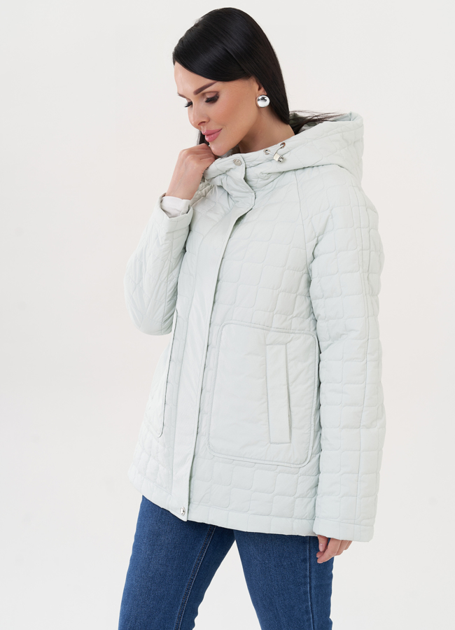 Легкая куртка с капюшоном модель № 27015 меха малина