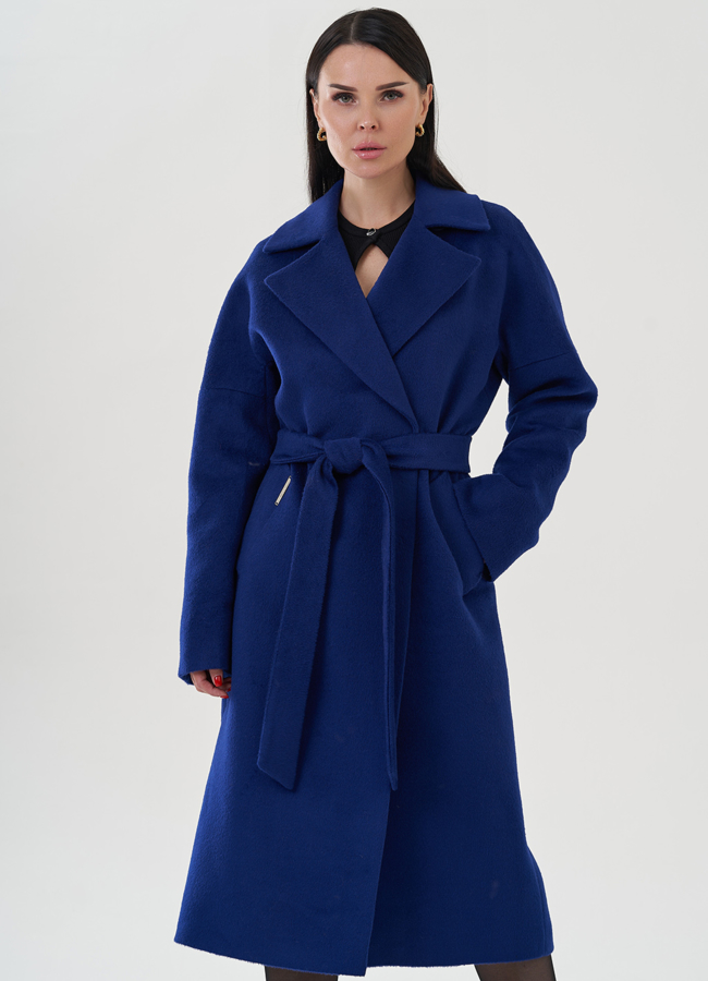 Женское пальто с английским воротником   модель № 82084 меха малина