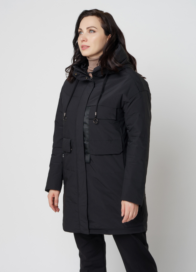 Полупальто женское черного цвета модель № 20592 универмаг малина