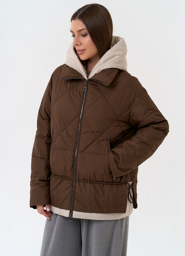 Женская куртка с контрастным капюшоном модель № 31392 в рассрочку