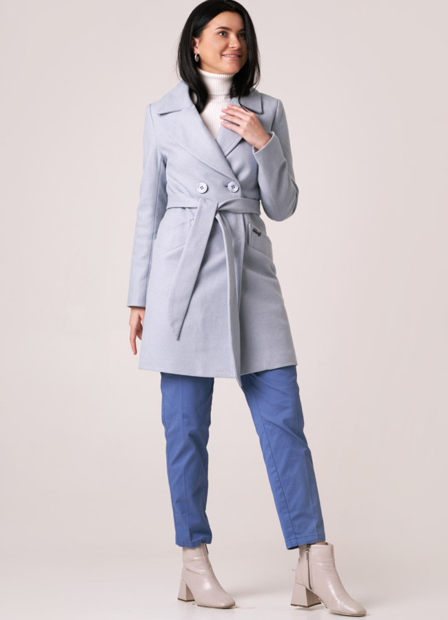 Женское пальто в голубом цвете модель № 8888 универмаг малина