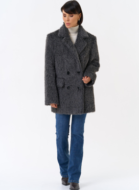 Женское утепленное пальто с английским воротником