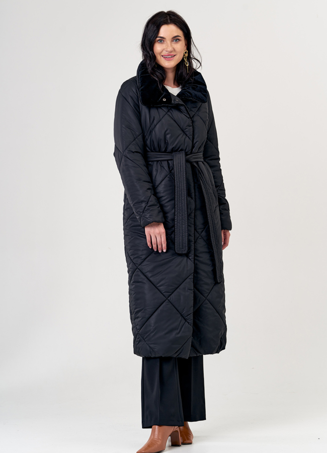 Пуховик женский черного цвета модель № 0123 универмаг малина