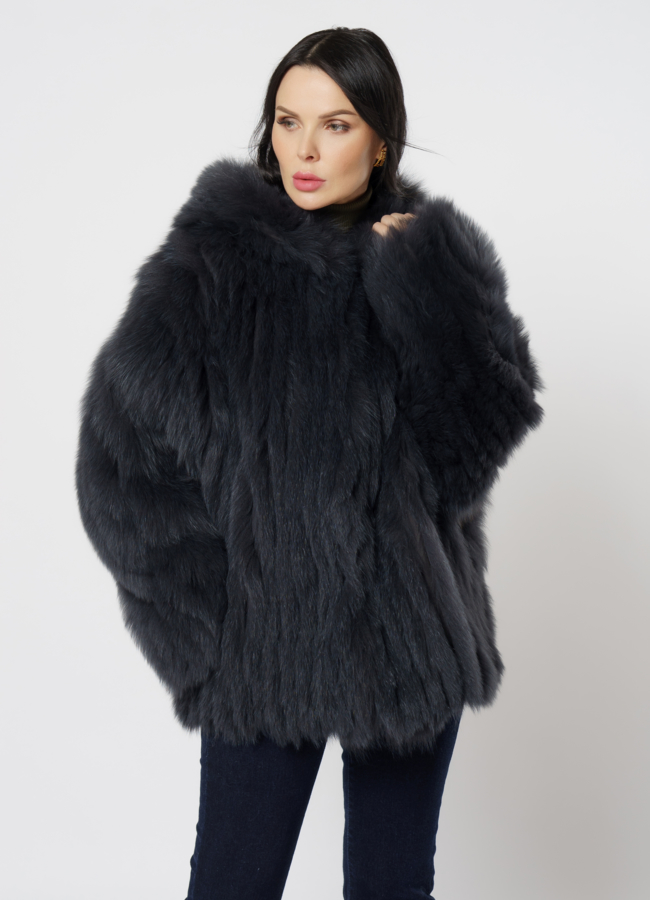 Шуба из песца с капюшоном модель № 21562 в кредит