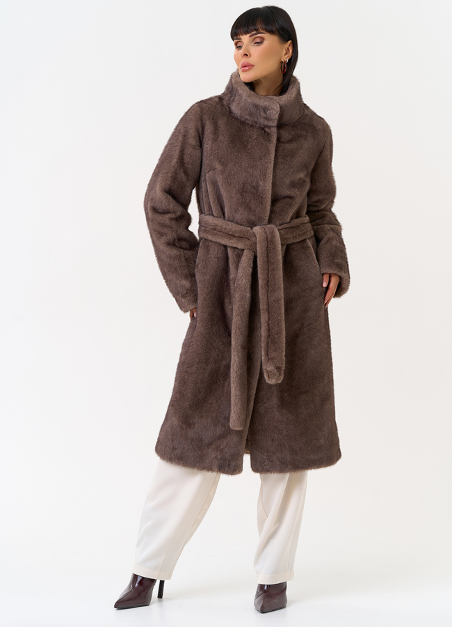 Женская шуба из эко меха с воротником стойкой модель № 31256 в кредит Женская шуба из эко меха с воротником стойкой модель № 31256 в кредит