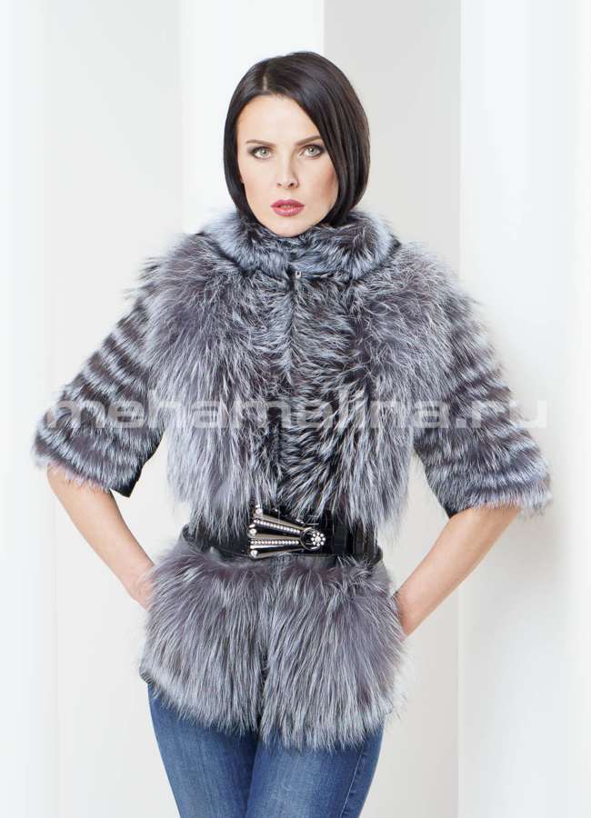Меховой жакет из чернобурки модель № M-61 универмаг малина