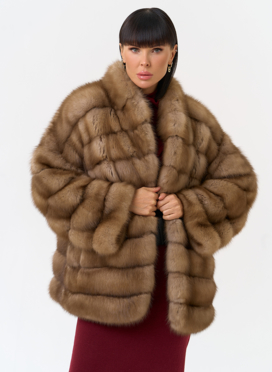 Женская шуба из куницы с воротником