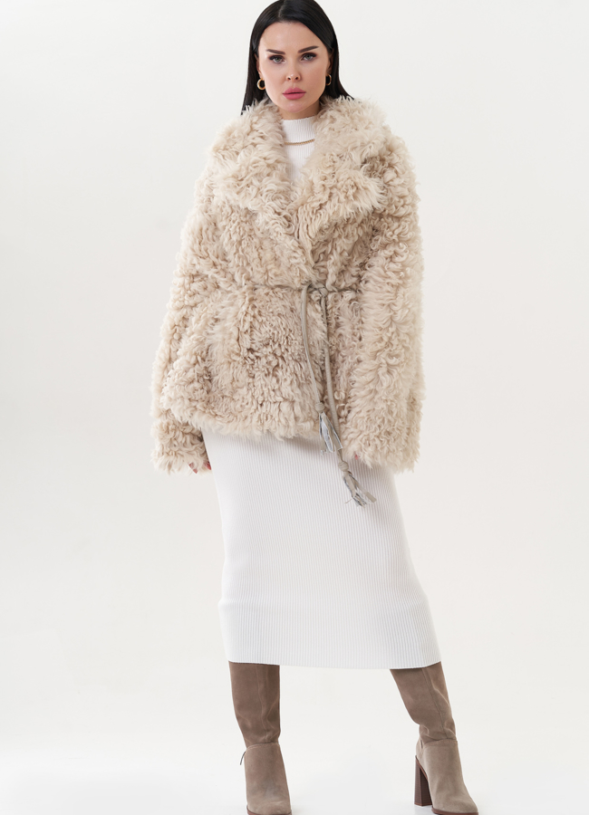 Натуральная двухсторонняя дубленка модель № 26828 универмаг малина