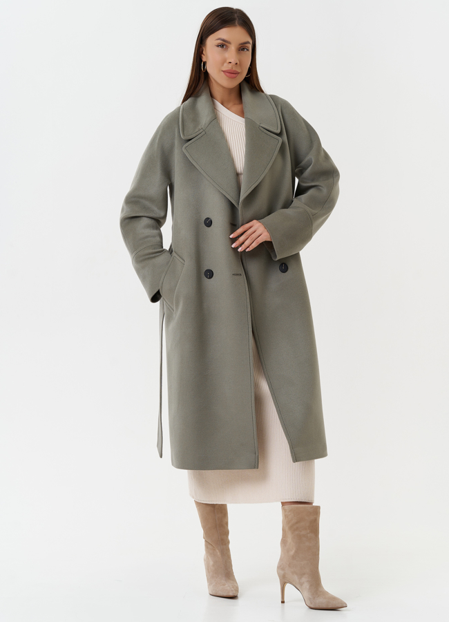 Двубортное пальто с английским воротником модель № 28081 универмаг малина