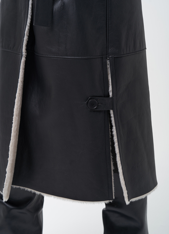 Удлиненная женская дубленка с английским воротником  модель № 23645 универмаг малина