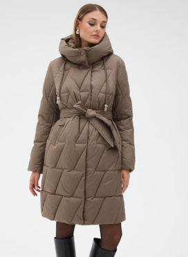 Женский пуховик с поясом