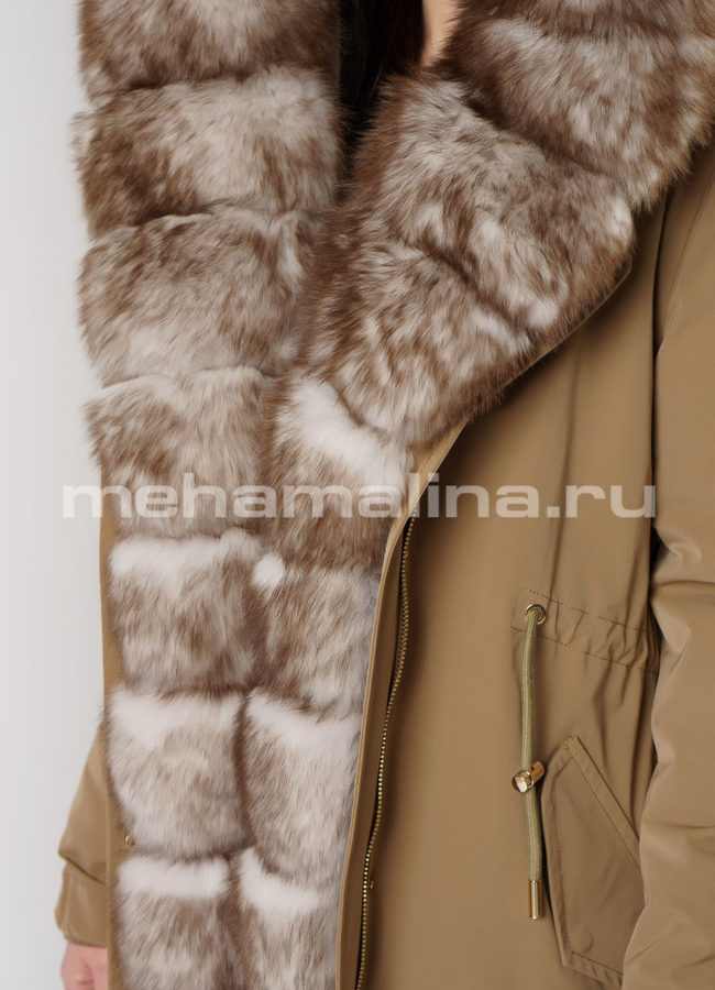 Парка с капюшоном на молнии, отделка песец модель № 3952 универмаг малина