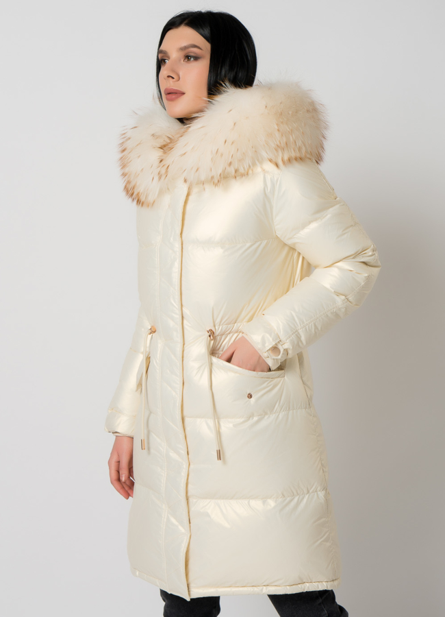 Парка- пуховик белого цвета модель № 75734 универмаг малина