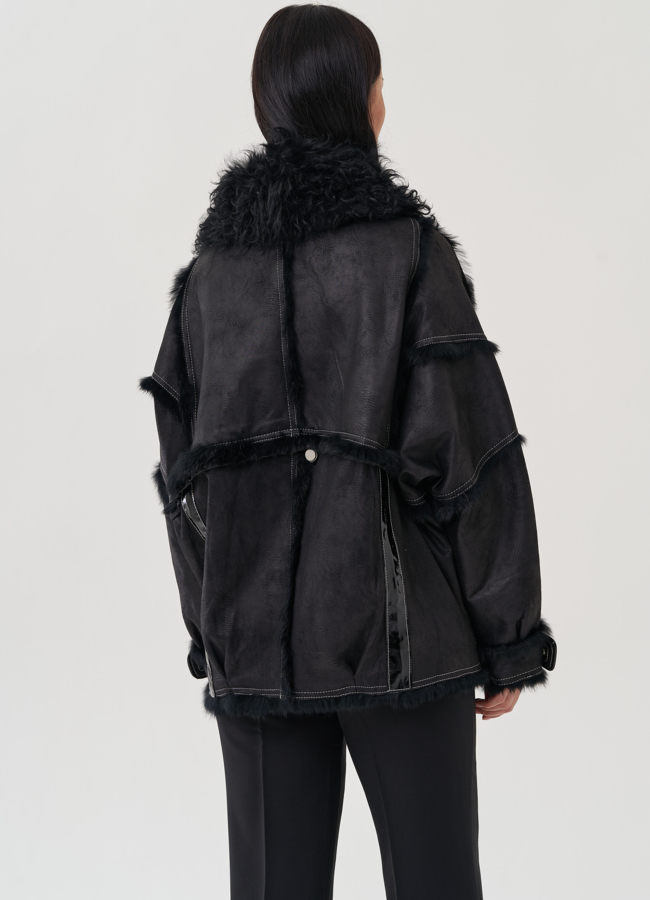 Куртка черного цвета с отложным воротником модель № 25546 универмаг малина