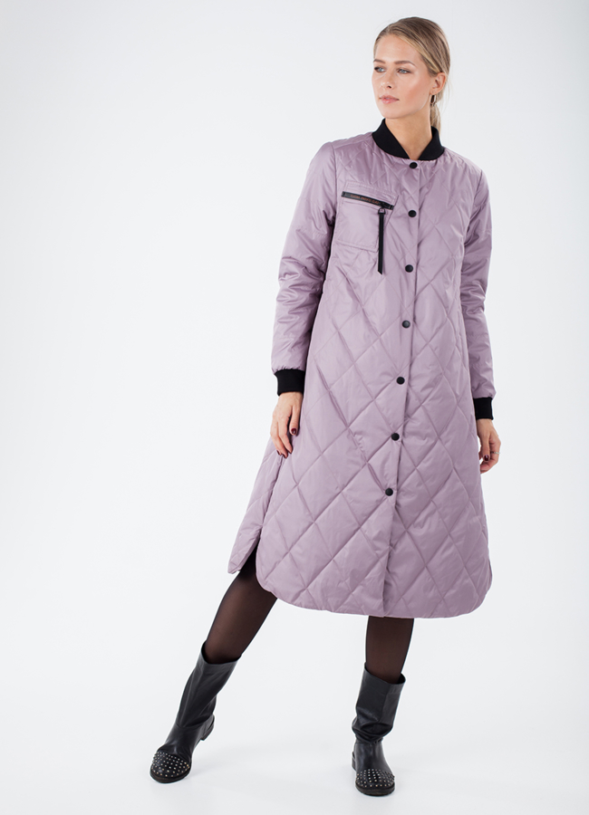 Удлиненный плащ модель № 707 меха малина