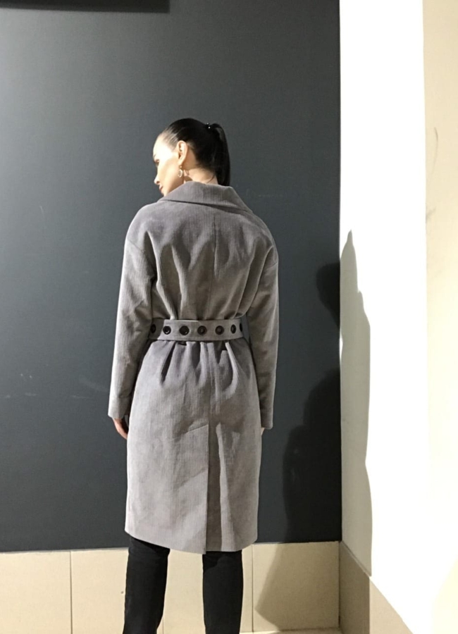 фото Пальто из вельвета в сером цвете модель № 731/1