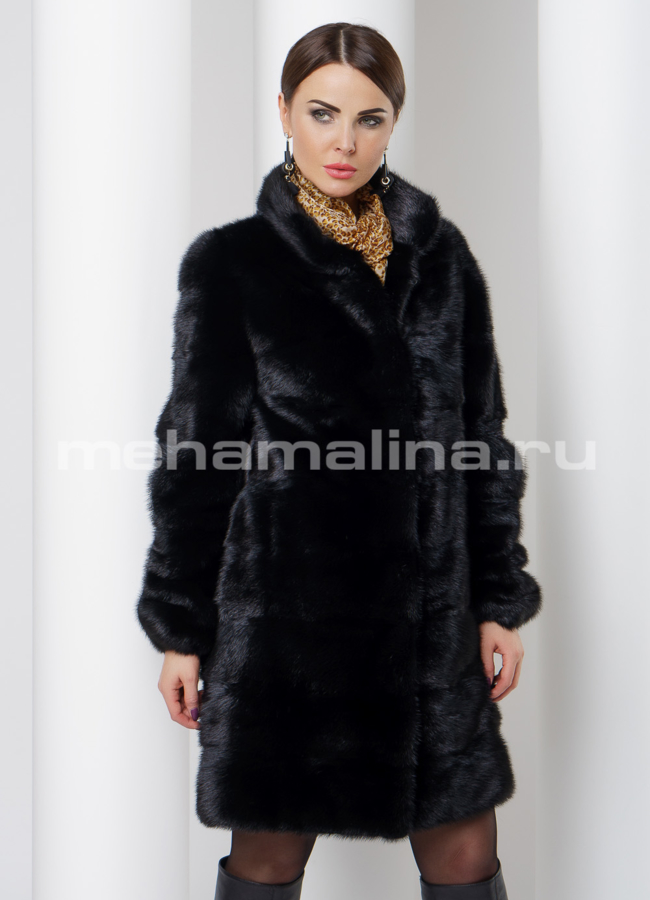 Норковая шуба модель № S-528 меха малина