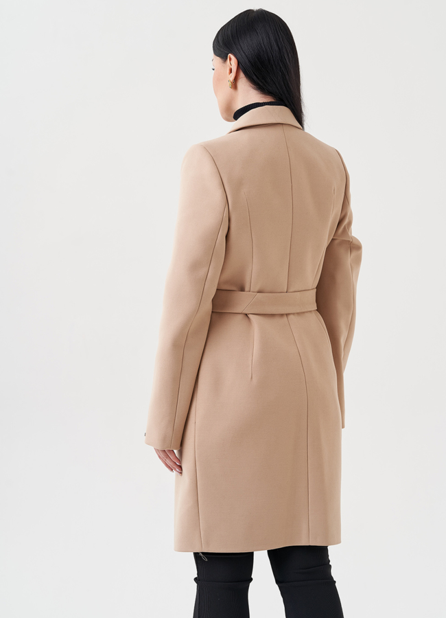 фото Женское пальто в бежевом цвете модель № 23967