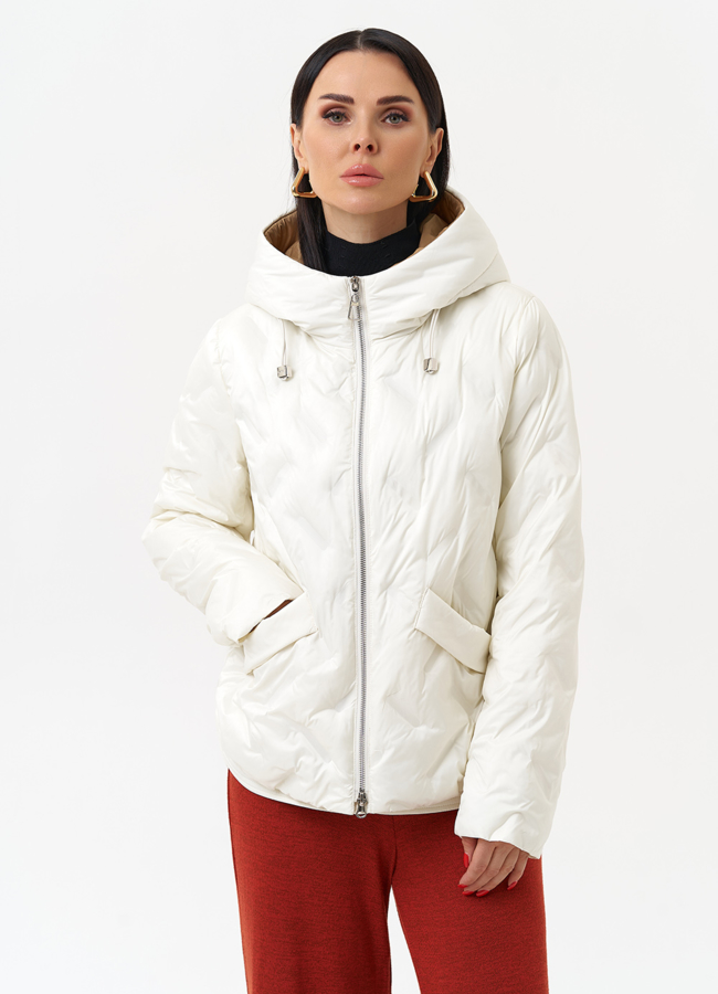 Женская утепленная куртка с капюшоном модель № 29945 меха малина