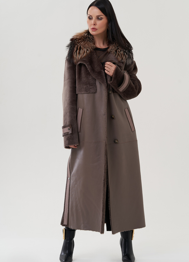Женская дубленка с английским воротником  модель № 25287 универмаг малина