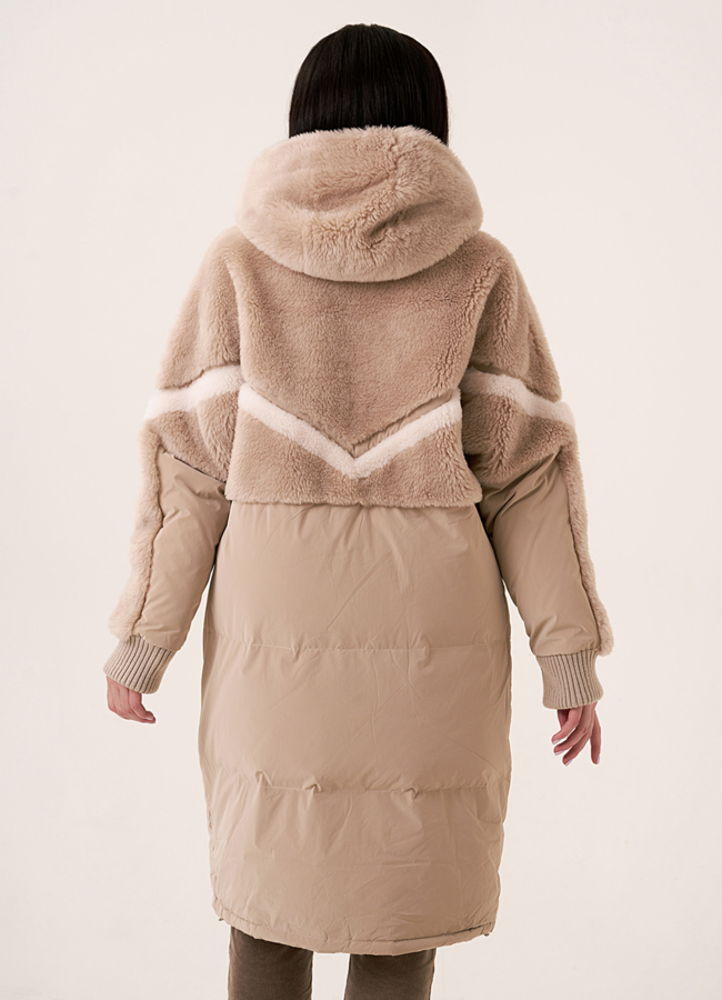 фото Комбинированный пуховик с шерстью модель № 18199