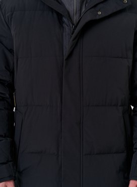 Мужской удлиненный пуховик с капюшоном