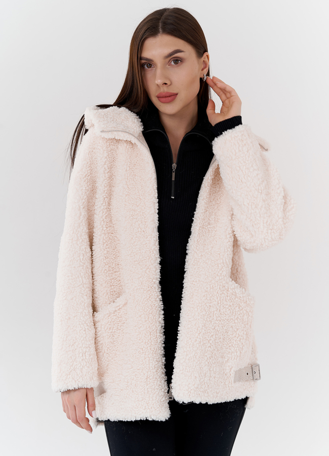 Женская куртка с капюшоном из искусственного меха модель № 24323 универмаг малина