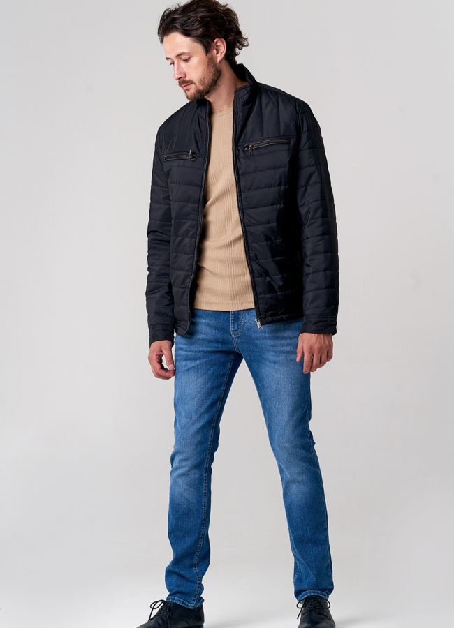 Утепленная мужская куртка с воротником стойкой модель № 937-4 в рассрочку