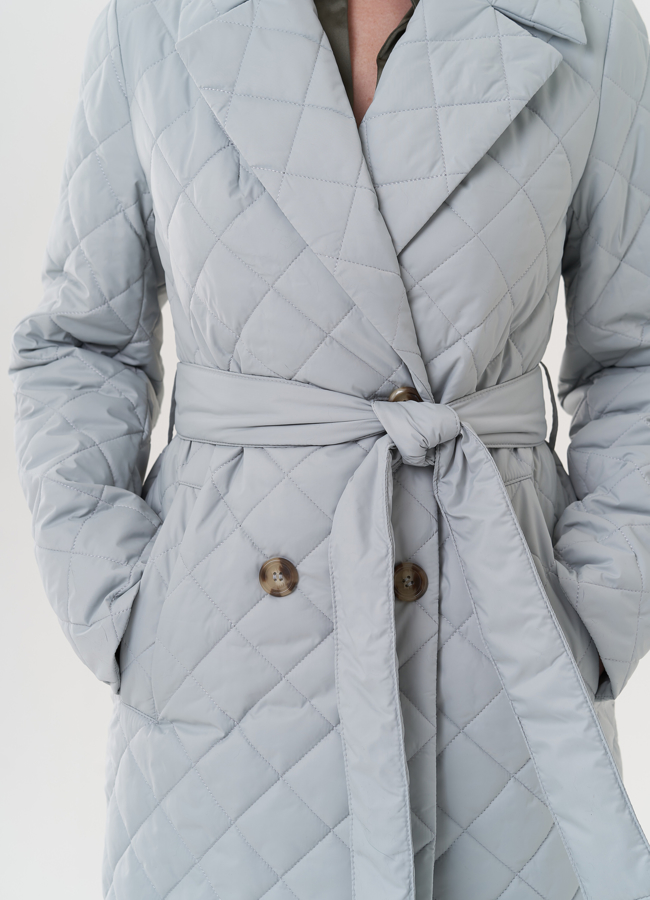 Женское полупальто в сером цвете модель № 26613 в рассрочку