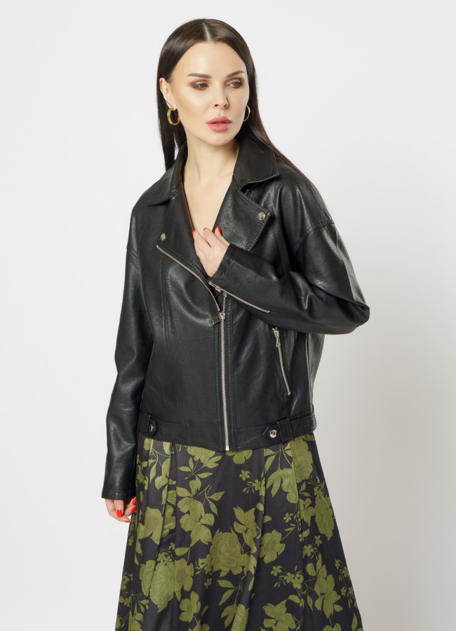 Куртка из эко кожи черного цвета модель № 20637 универмаг малина