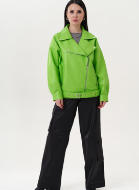 Куртка из эко кожи зеленого цвета