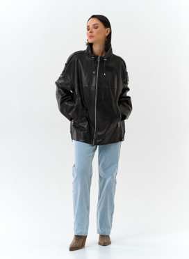 Куртка из натуральной кожи с воротником стойка