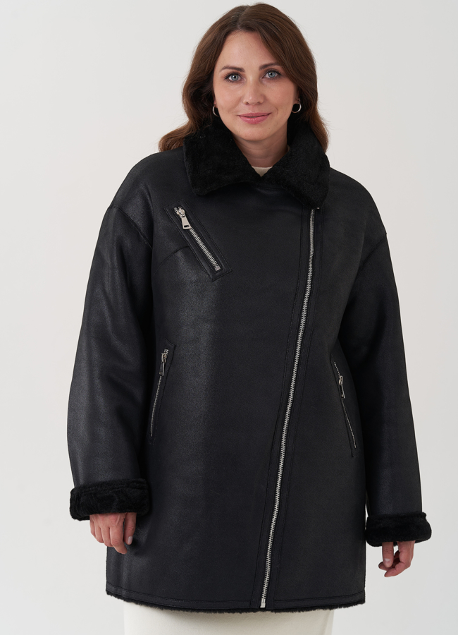 фото Женская дубленка из эко замши  модель № 25413