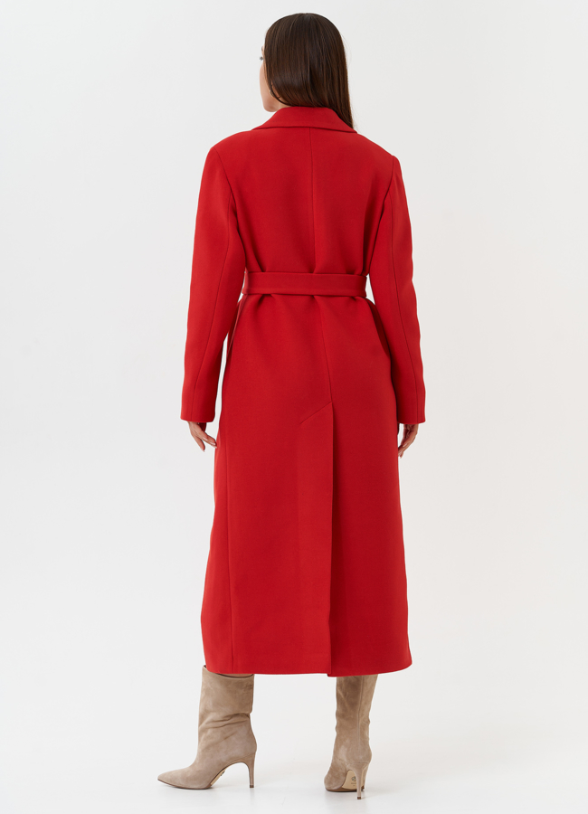 Яркое пальто с английским воротником модель № 28087 универмаг малина
