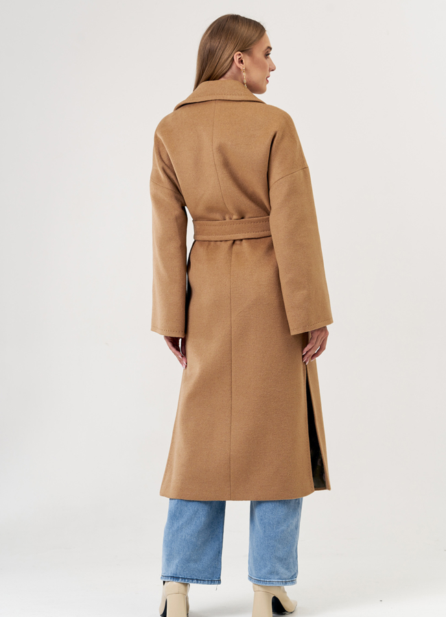 фото Двубортное женское пальто в длине макси модель № 21347