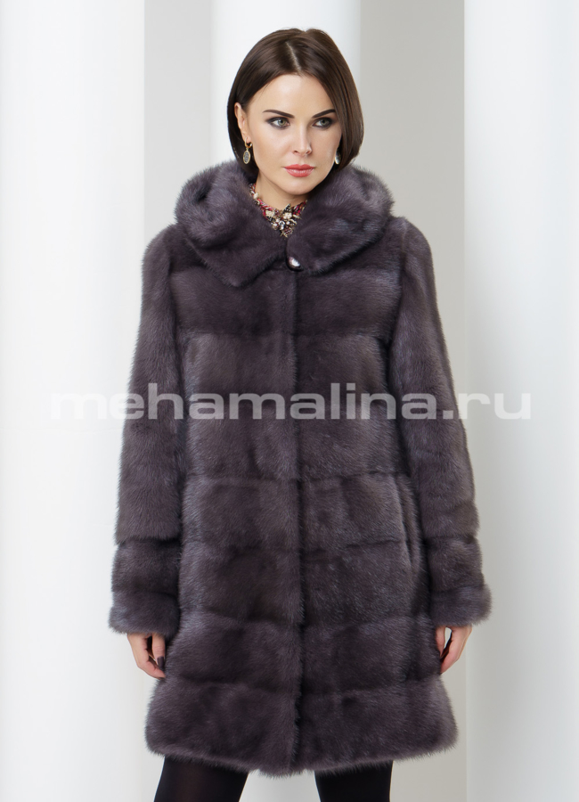 Шуба из норки модель № S-462 меха малина