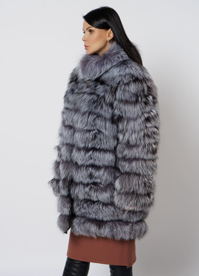 Жакет из чернобурки с воротником стойкой модель № 21725 в кредит