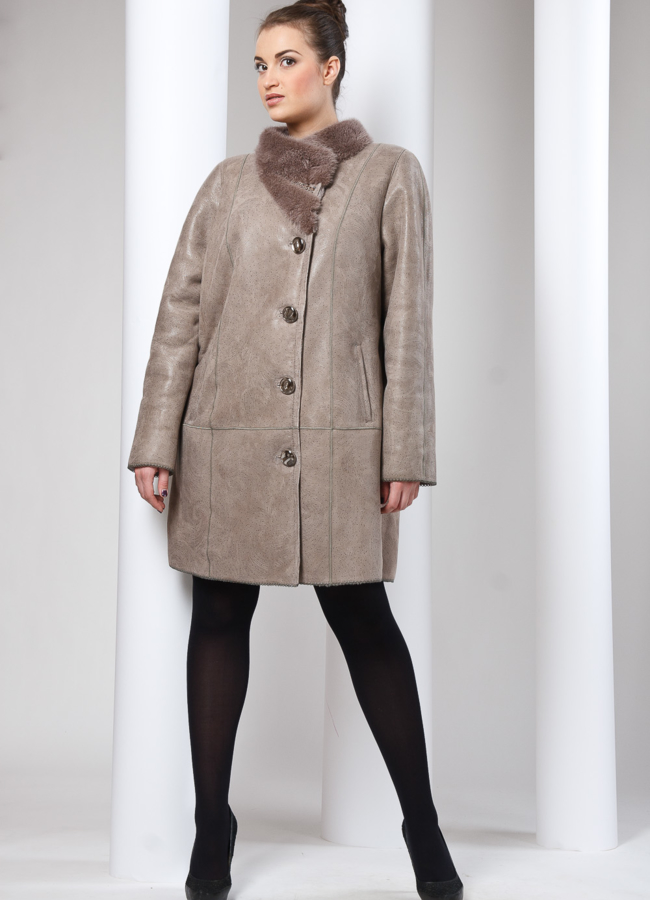 Дубленка с норочкой модель № D-9  (большой размер не проблема ПРИХОДИТЕ) меха малина