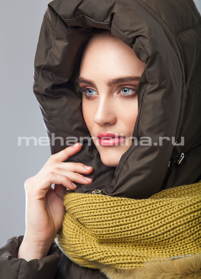 Женский пуховик с капюшоном модель № П-166 универмаг малина